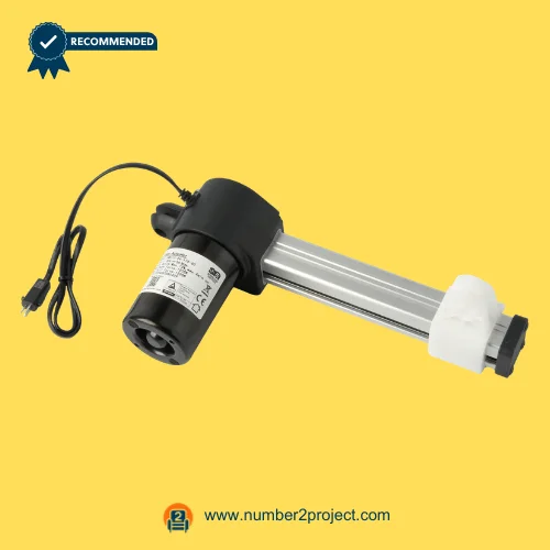 SMT10-04-175-60 linear actuator for recliner lift chair motor with aluminum drive rail and power cable angled view motion furniture actuator Number2project