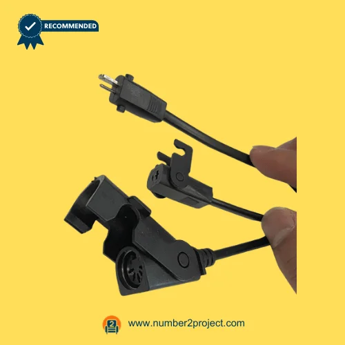 eMoMo recliner actuator connector cable handheld close up with AC plug 2-pin socket and clip mount for lift chair motion furniture wiring Number2project