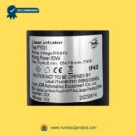 Feiya FY031 linear actuator label close up showing DC24V 50W specifications recliner lift chair motor Wuxi JDR Number2project