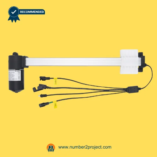 MULIN ML18-002E linear actuator motor with mounting bracket and multi connector cables for recliner lift chair power motion actuator close up Number2project