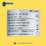 MULIN ML18-003 actuator label showing 28V DC input 1.5A duty cycle recliner lift chair motor specs close up Number2project