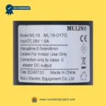 MULIN ML18-017G linear actuator label showing 28V DC input 1.5A duty cycle 0.5min on 4min off recliner motor specifications Number2project