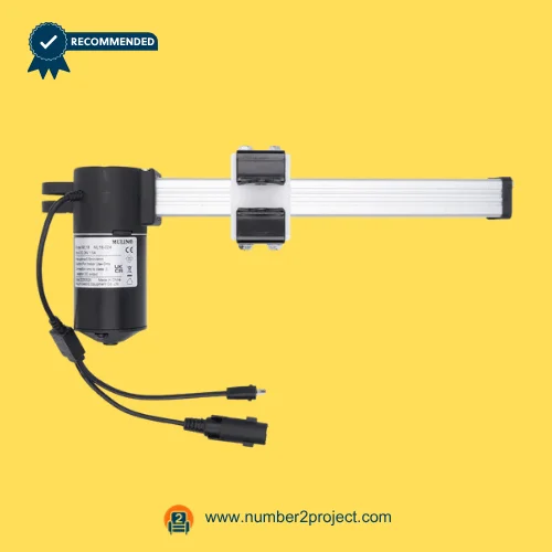 MULIN ML18-024 linear actuator motor with mounting bracket and dual connector cables for recliner lift chair power motion actuator close up Number2project