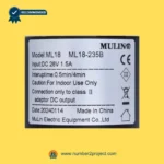 MULIN ML18-235B linear actuator label showing 28V DC input 1.5A duty cycle 0.5min on 4min off recliner motor specifications Number2project