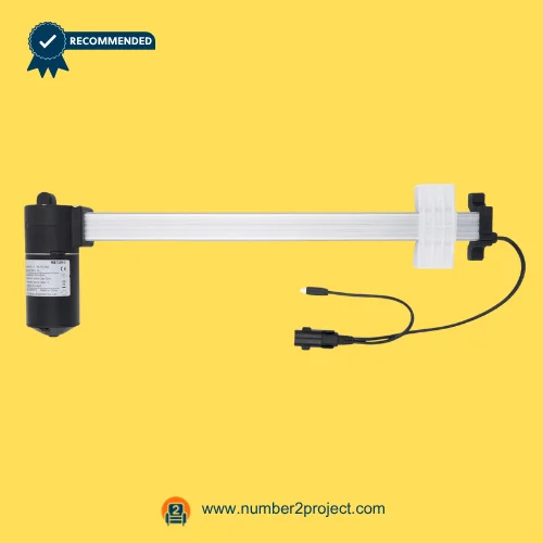 MULIN ML18-263 linear actuator motor with mounting bracket and dual connectors for recliner lift chair power motion actuator close up Number2project