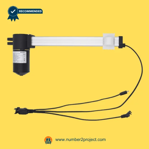 MULIN ML18-264A linear actuator motor with mounting bracket and triple connector cables for recliner lift chair power motion actuator close up Number2project