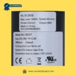 MULIN ML18-280B actuator label showing 28V DC input 322mm stroke 1000N load 40mm/s speed recliner lift chair motor specs close up Number2project