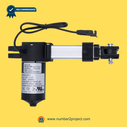 MULIN ML20-025 linear actuator motor with mounting hardware and cable for recliner lift chair power motion actuator close up Number2project