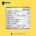 MULIN ML20-218 linear actuator label showing model ML20 DC 28V input speed stroke load specifications recliner actuator label close up Number2project