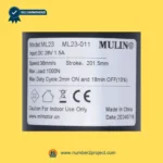 MULIN ML23-011 linear actuator label showing 28V DC input 1.5A speed stroke load specifications recliner lift chair motor detail close up Number2project