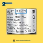 MULIN ML23-120 actuator label DC 28V 1.5A 6000N recliner lift chair motor specification plate close up motion furniture Number2project