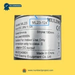 MULIN ML23-124 linear actuator label showing 28V DC input 1.5A speed stroke 190mm and 6000N load recliner lift chair motor detail close up Number2project