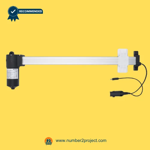 MULIN ML28-016 linear actuator motor for recliner and lift chair with dual connector cables aluminum shaft motion furniture actuator close up Number2project