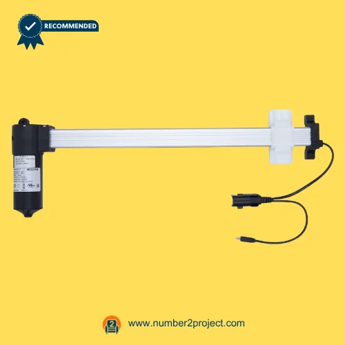 MULIN ML28-018 linear actuator motor for recliner and lift chair with dual connector cables aluminum shaft motion furniture actuator close up Number2project
