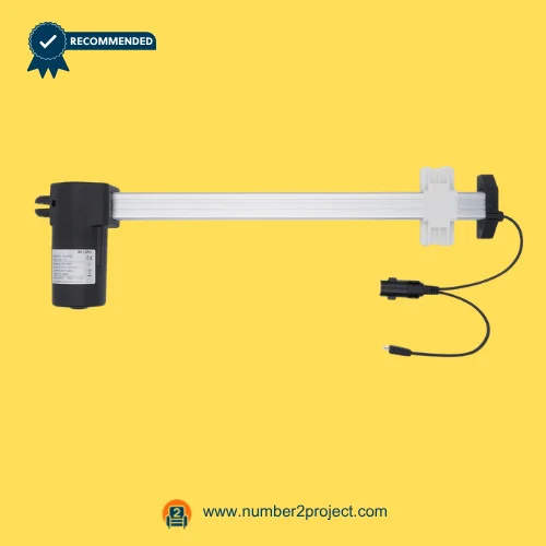 MULIN ML8-033 linear actuator motor with mounting bracket and dual connectors for recliner lift chair power motion actuator close up Number2project
