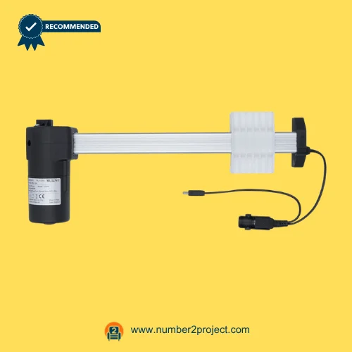 MULIN ML8-038B linear actuator motor with mounting block and dual connector cables for recliner lift chair power motion actuator close up Number2project