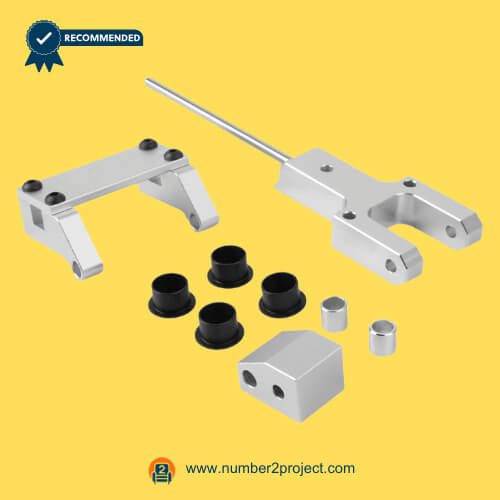 Aftermarket metal toggle and clevis repair kit used to replace broken plastic La-Z-Boy recliner linkage components in electric power recliners