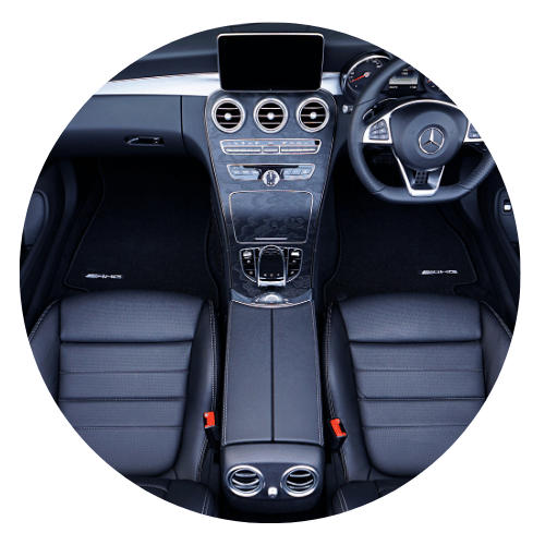 Mercedes-Benz custom black leather interior done by Premier Upholstery, Sacramento’s trusted car upholstery shop near me