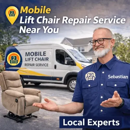mobile lift chair repair service near you technician Sebastian with power lift chair and repair van