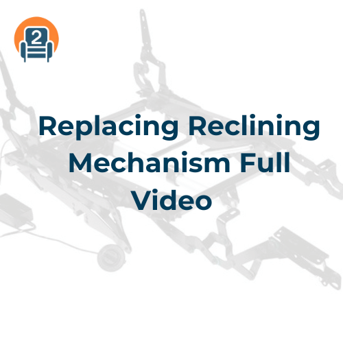 Image of a reclining mechanism frame with a video guide on replacing it in recliners.