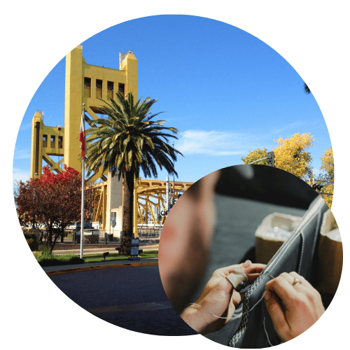 Sacramento Tower Bridge and detailed hand-stitching by Premier Upholstery – trusted car upholstery shop near me